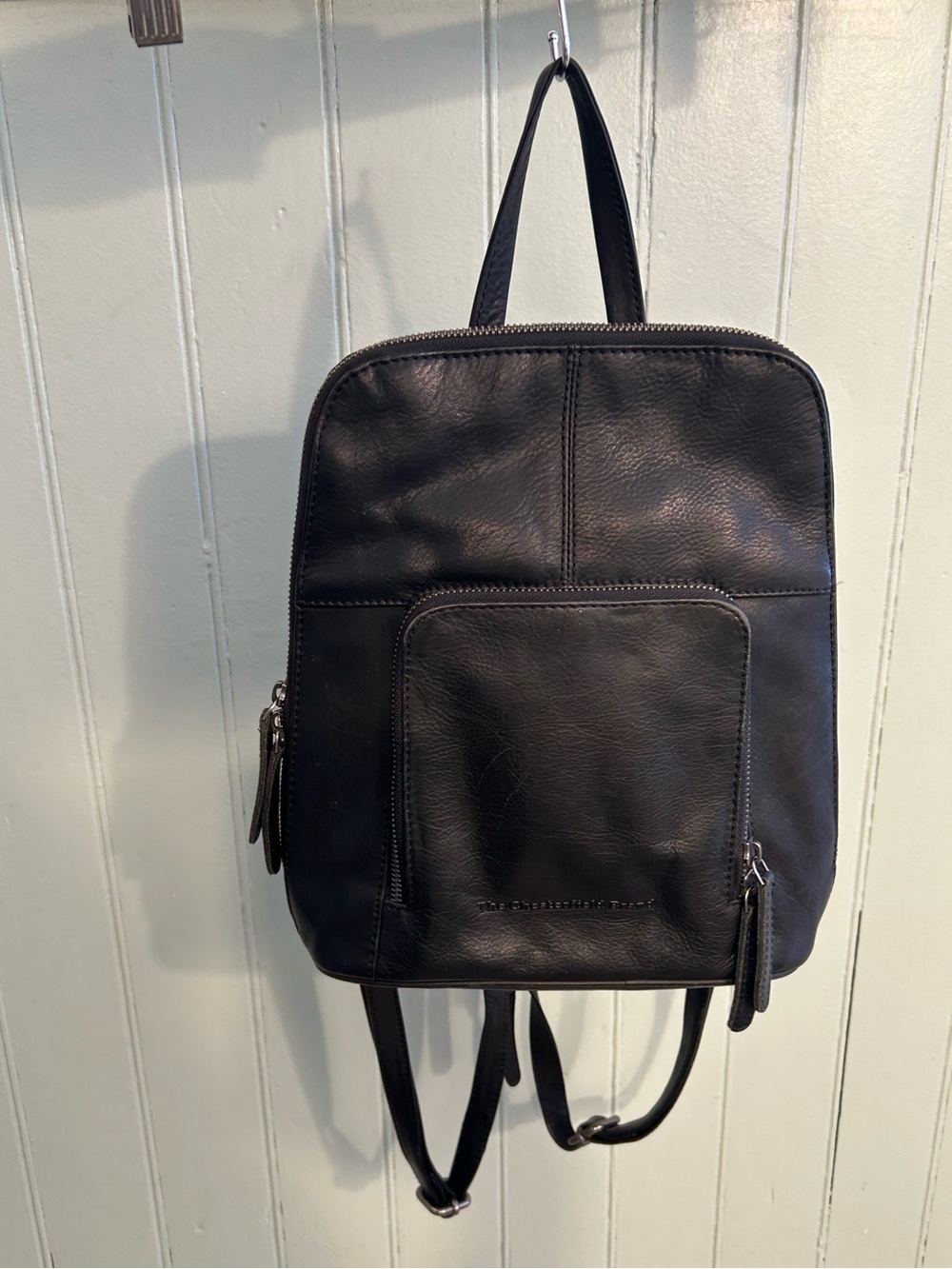 The Chesterfield Brand Black Genuine Leather Backpack Purse